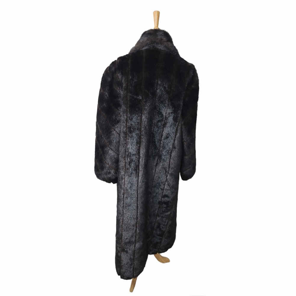 VINTAGE MARK REED FAUX MINK FUR COAT WOMENS LM FULL LENGTH TRENCH BROWN RANCH - Picture 6 of 15